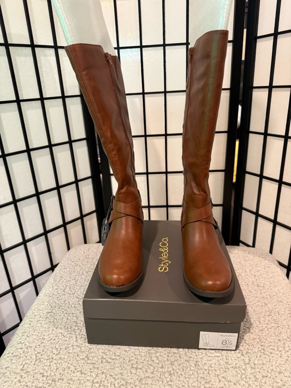Brown Knee High Riding Boots Wide Calf Women’s 8.5 Style &‎ Co NIB